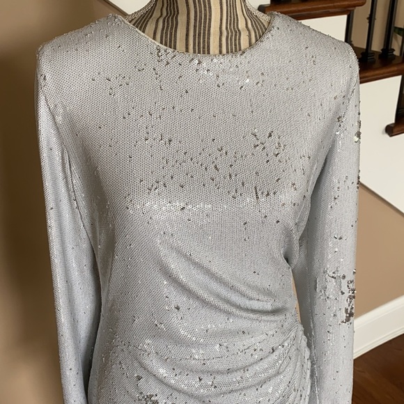 DRESS THE POPULATION WHITE SEQUIN DRESS - Picture 9 of 9